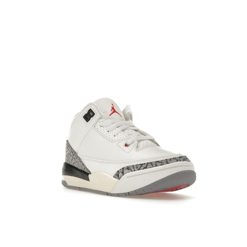 Air Jordan 3 Retro PS White Cement Reimagined Kids Sneakers Summit-White Fire-Red Black DM0966-100