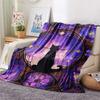 Black Cat Print Flannel Blanket, High Quality Comfortable for All Seasons, Home Decor, Warmth and Comfort, Perfect for Christmas Gifts