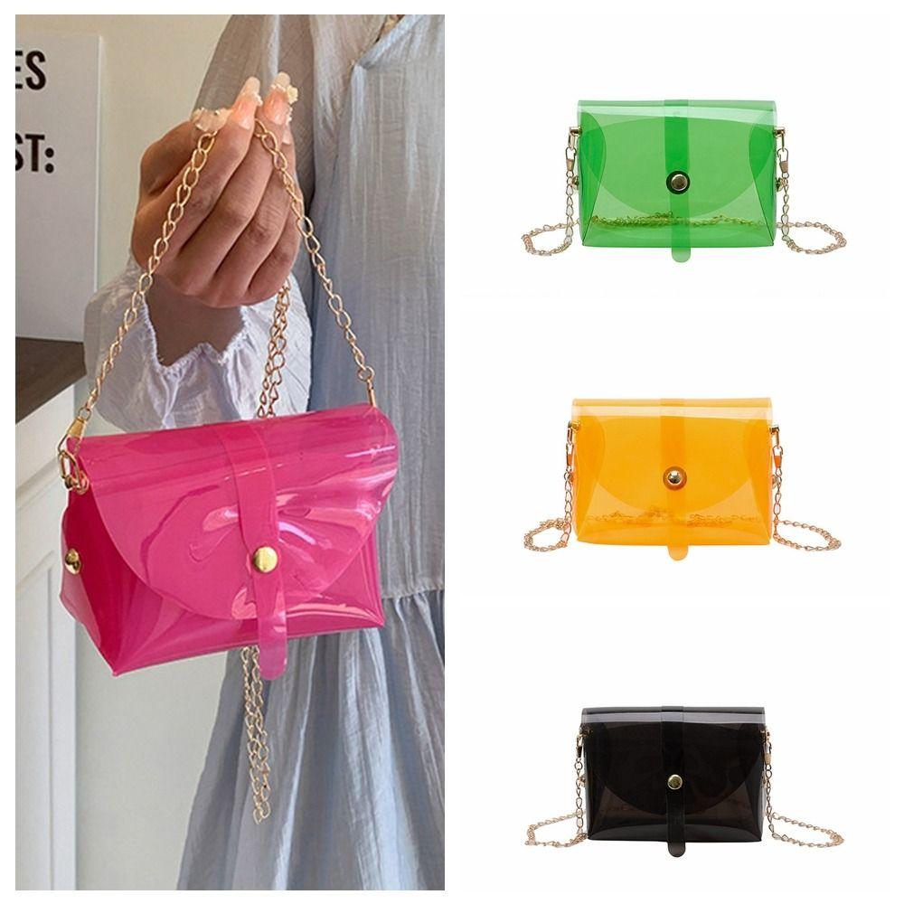 Kawaii Transparent Crossbody Bag Candy Color Mini Lipstick Bag Elegant Jelly Shoulder Bag  Shopping