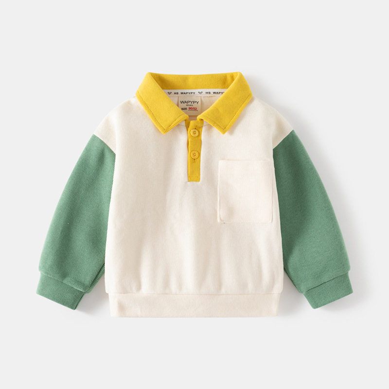 Kids Lapel Sweater Spring and Autumn Children's Clothing Boy's Square Collar Pocket Top K-style Baby Boy's Polo Shirt Pullover