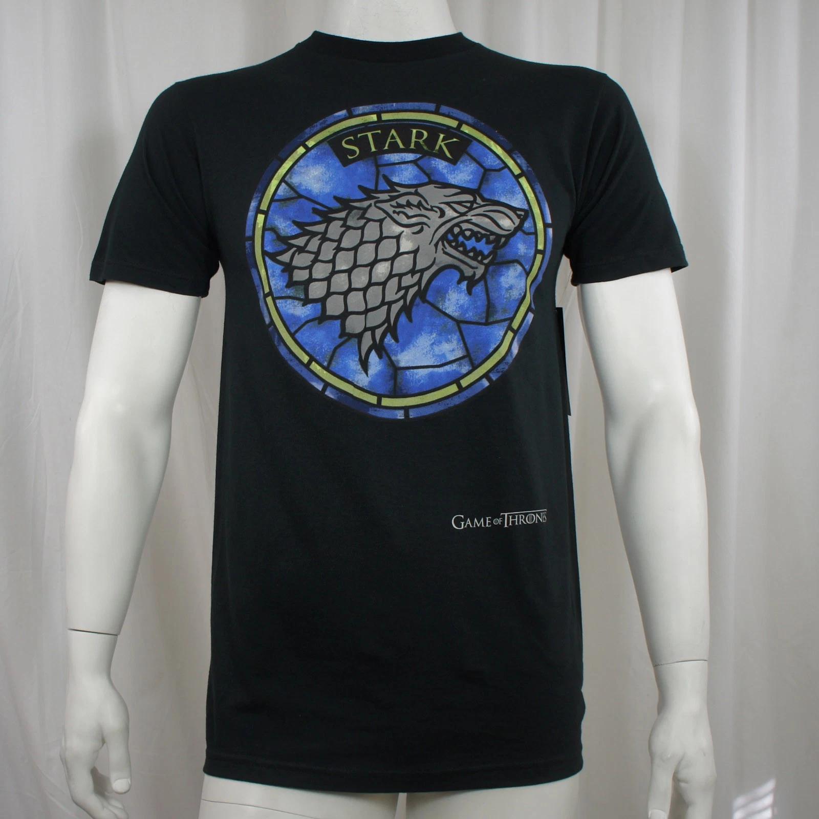 GAME OF THRONES HBO Stark Stained Glass T-Shirt Black S NEW XS