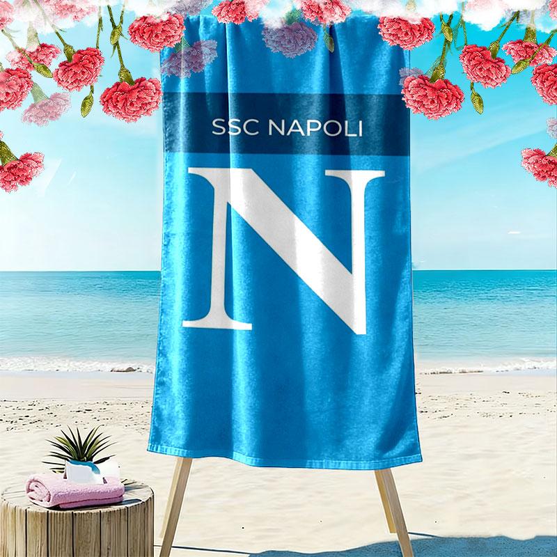 SSC Napoli Baskılı Plaj Havlusu, Plaj Kamp Yüzme İçin Büyük Yumuşak Hızlı Kuruyan Havlu