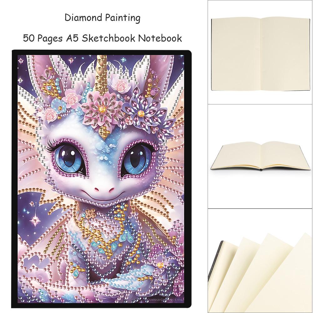 50-Page A5 Size 5D DIY Diamond Art Painting Notebook Kit Crystal Notepad Sketchbook for DIY Gifts and Festive Occasions