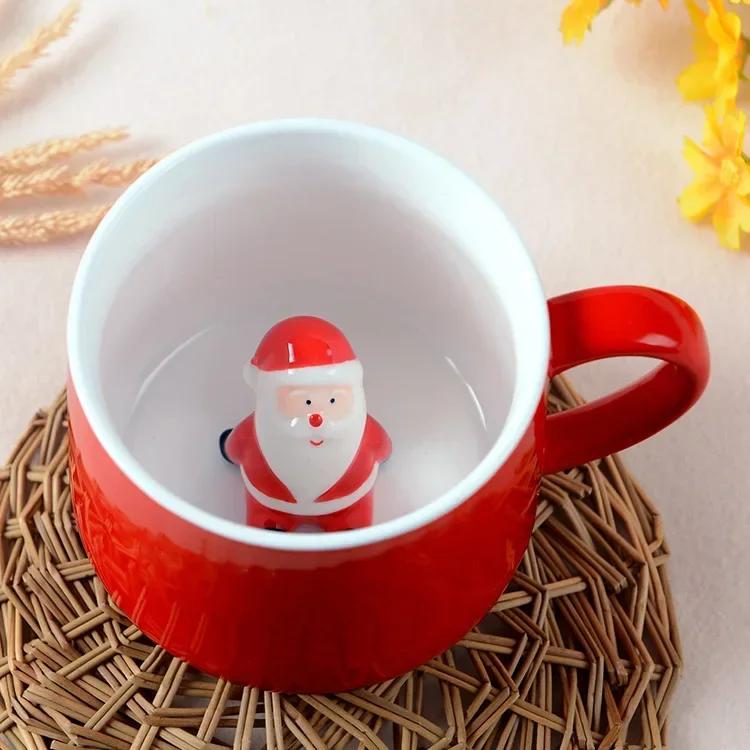 Coffee Cup Mug Christmas Gift Cute Animal Cartoon Ceramic Couple Cup Christmas Animal Gift Cup 400ml