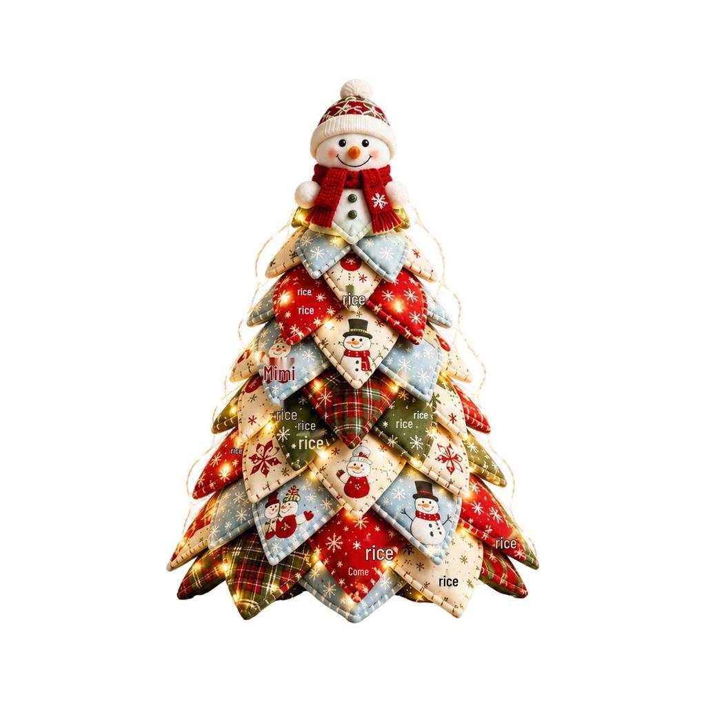 DOWMOO DIY Quilted LED Christmas Tree Set - Wear-Resistant Polyester Desktop Decoration Ornament