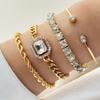 IPARAM 4 Piece Set Luxurious Bracelets for Women Crystal Shiny Adjustable Opening Chain Bracelets Punk Bangle Fashion Zircon