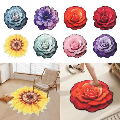 Baby Crawl Special-shaped Flower Carpet Sunflower Soft Blanket Non-slip 60x60cm Peony Floor Mat Tea Table