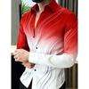 New Men's 11 Color 3D Printed Shirt with High-quality Gradient Pattern, Casual and Fashionable Long Sleeved Lapel Shirt