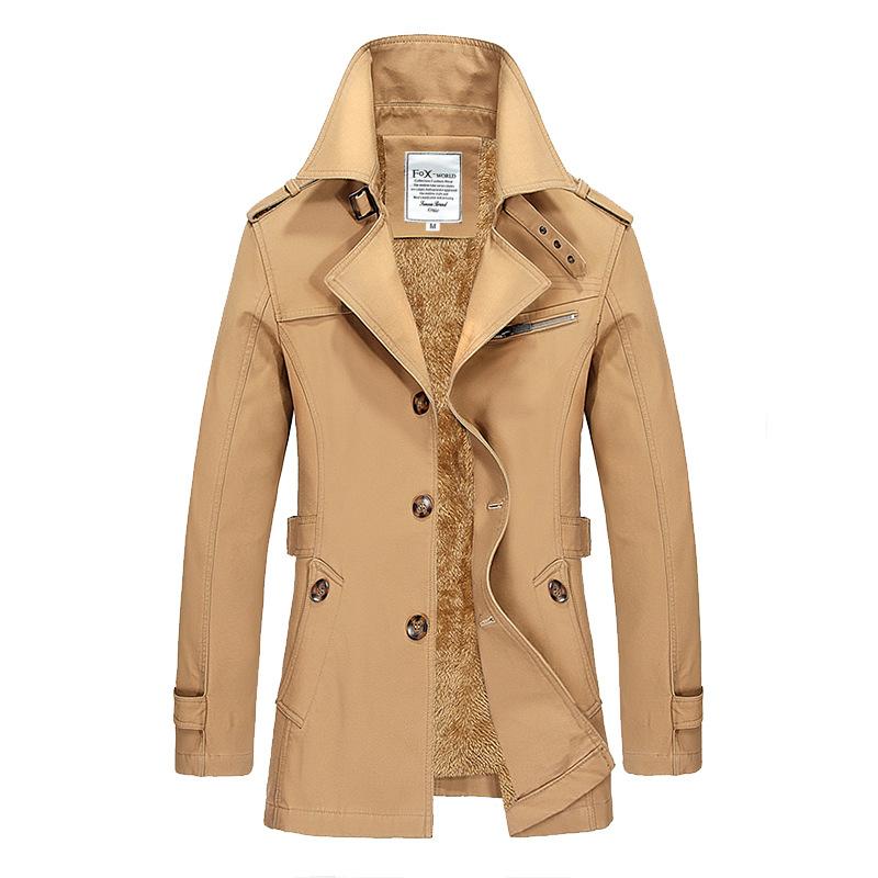 Business Casual Long Section Winter Jacket Men Trench Coat Windbreaker Men's Overcoat Warmth Jacket