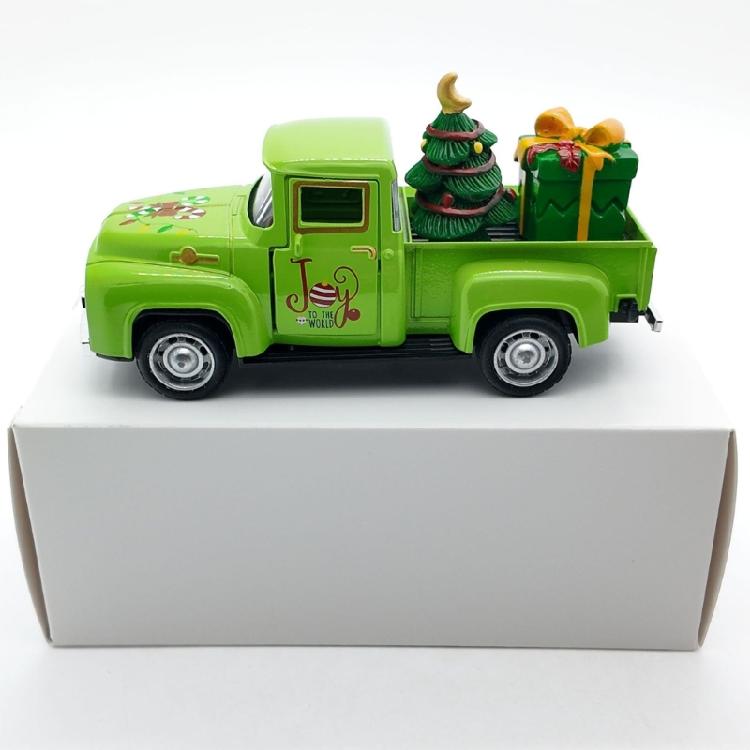 Pull Back Function Green Christmas Vehicle Alloys Crafted Desktop Model For Indoor Seasonal Styling