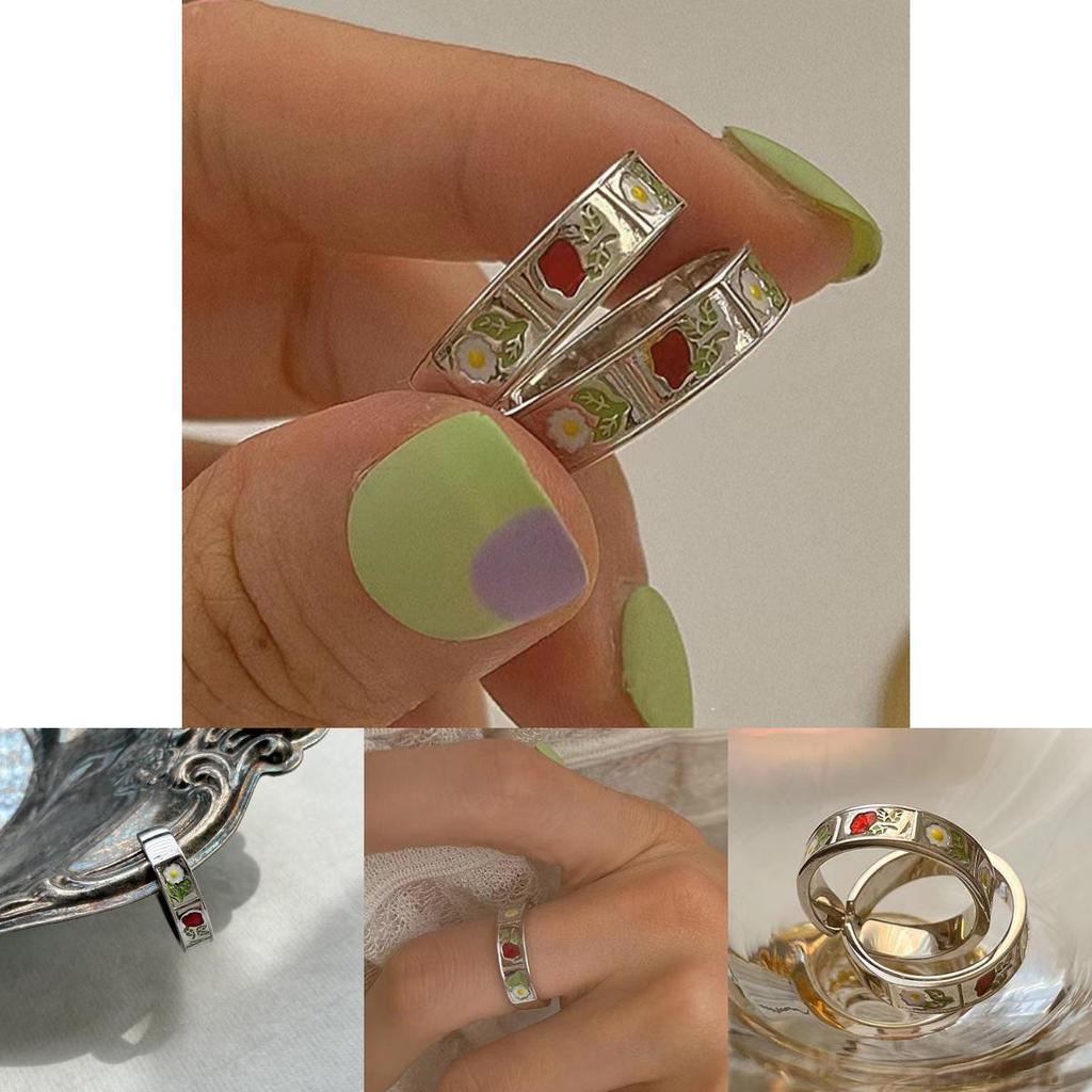 Beautifully Crafted Adjustable Daisy Rose Dripping Glaze Ring For Women With Trendy Design