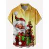New Summer  Merry Christmas Printing Shirts & Blouses Christmas Gift Reindeer Graphic Christmas Shirt Hawaiian Shirt Men Tops