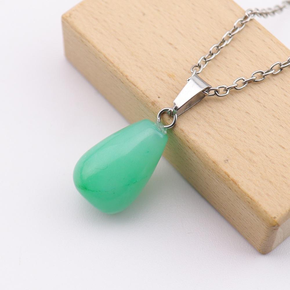 Water Drop Necklace Pendant Natural Stone Agate Round Pendant Powder Crystal 13 * 18Mm Natural Stone Pendant Necklace N765