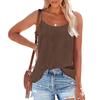 Damen Spaghettiträger-Top mit U-Ausschnitt Ärmellos Lockerer Schnitt Eis-Krepp Tanktop Rückseite Uni Cut-Out Lässige Sommer-Weste