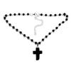 Colier cu Pandantiv Crucifix Lanț Claviculă Religios Colier Choker Cruce cu Inspirație Punk Ornamente Mărgele Perle Negre Accesorii