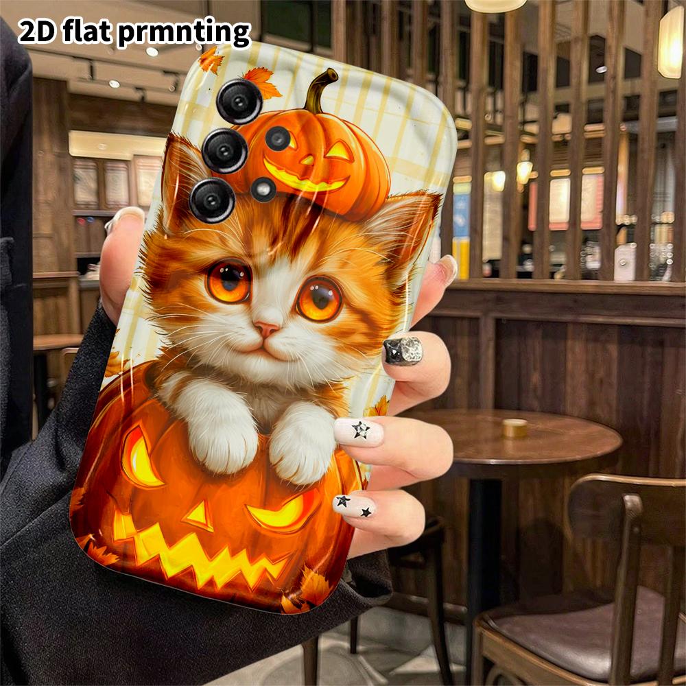 Phone Case: 2D Flat, Suitable for Samsung Galaxy A34 A35 M05 M06 S20 S22 S21 FE Plus 5G Protective Case, Orange and White Kitten, Perfect Christmas an