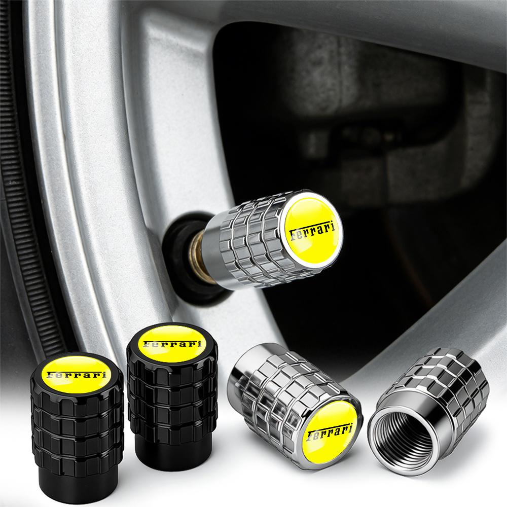 4pcs Metal Alloy Car Wheel Tire Valve Caps Tyre Rim Stem Covers for Ferrari 308 GT4 328 GTB GTS F355 360 Modena F430 458ltalia JG2
