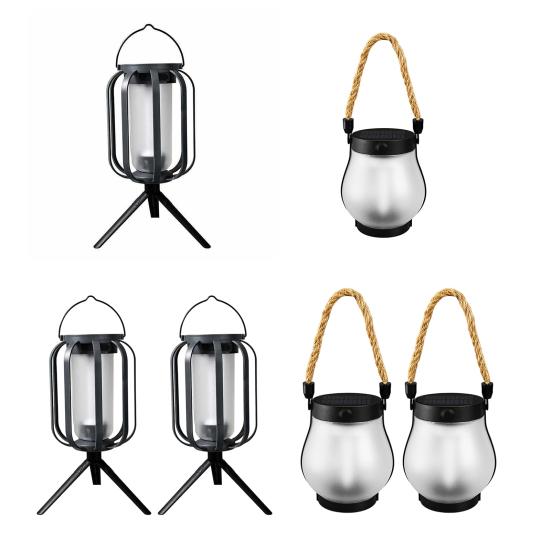 1/2Pcs Solar USB Rechargeable Lantern IP65 Waterproof Flickering Flame Hanging Lantern 2 Modes Outdoor Garden Patio Camping Light