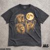Three Lion Moon Vintage 90s Graphic T-Shirt, Retro Lion Silly Gift, Roaring Lions Full Moon Tee, Aesthetic Galaxy Safari Nature Art