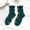 5Pairs Breathable Women Cotton Socks Embroidery Autumn Flower Socks  Autumn Winter