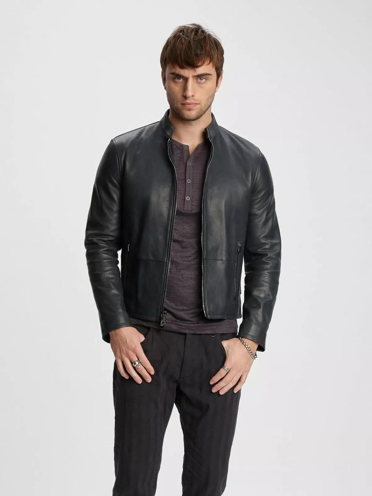 

Мужская куртка в стиле мотоцикла AL KHALID, стильная байкерская куртка из натуральной мягкой черной овчины 3XL чёрный