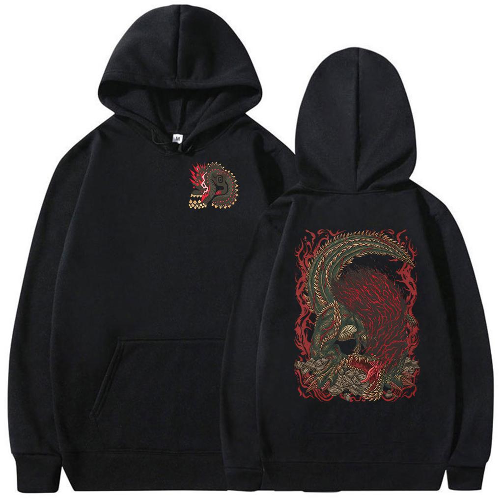2026 Gra Monster Hunter Deviljho The World Eate Bluza z kapturem Męska Jesień/Zima Moda Vintage Oversize Bluza Y2k Streetwear