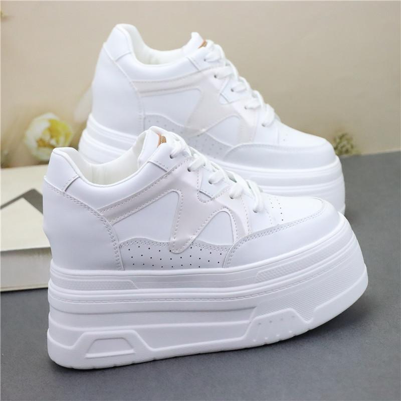Fashion 12CM Air Mesh Microfiber Leather Autumn Vulcanize Fashion Women Chunky Sneakers Mixed Color Platform Wedge Causal Shoes