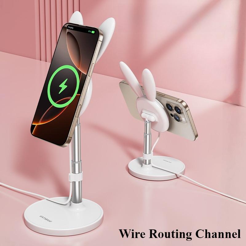 Portable Wireless Charger Stand Desktop Phone Holder for Magsafe Charger for iPhone 16/15/14 Pro Max (Not Included Charger)