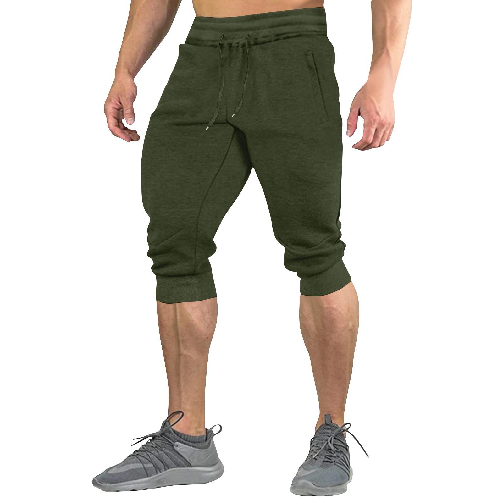 

Чоловічі літні однотонні шорти Чоловічі спортивні вільні повсякденні штани з еластичною талією XXXL