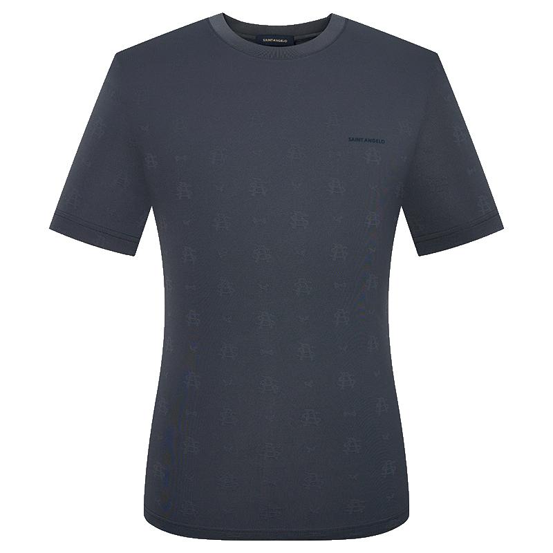 Men s Jacquard Round Neck Short Sleeve T-Shirt 48