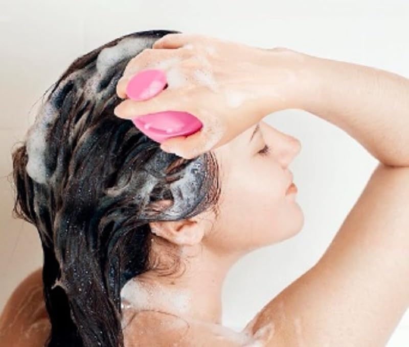 CREPUSCOLO Shampoo Brush Scalp Brush Scalp Massage Scalp Care Silicone 16 Colors (Pink)