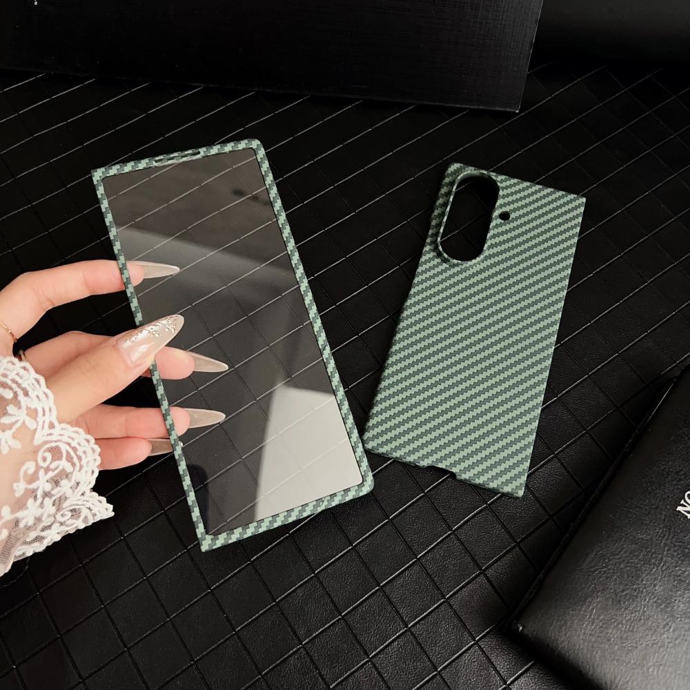 Premium Carbon Fiber Kevlar Pattern Case for Samsung Galaxy Z Fold 7 6 5 4 3 Anti-fall Invisible Magnetic Charging Protect Cover