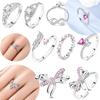 Copper Authentic Pink Zircon Bow Ring Set Mushroom Infinite Womans Ring Jewellery Delicate Fine Gift Happy Anniversary