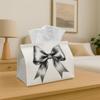 1pc Classic Sketch Illustration Tissue Box, Ribbon Bow Monochrome, Easy To Clean, Outdoor Party Supplies, Everyday Desktop Tissue Storage Box, Suitabl