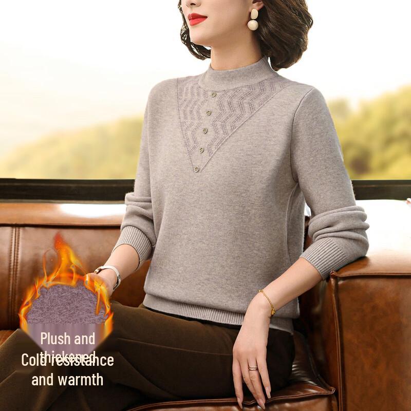 

Женский зимний теплый вязаный свитер на флисовой подкладке 4XL