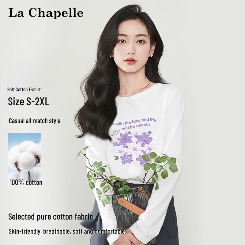 La Chapelle Women s Loose Fit Long Sleeve Cotton T-shirt S
