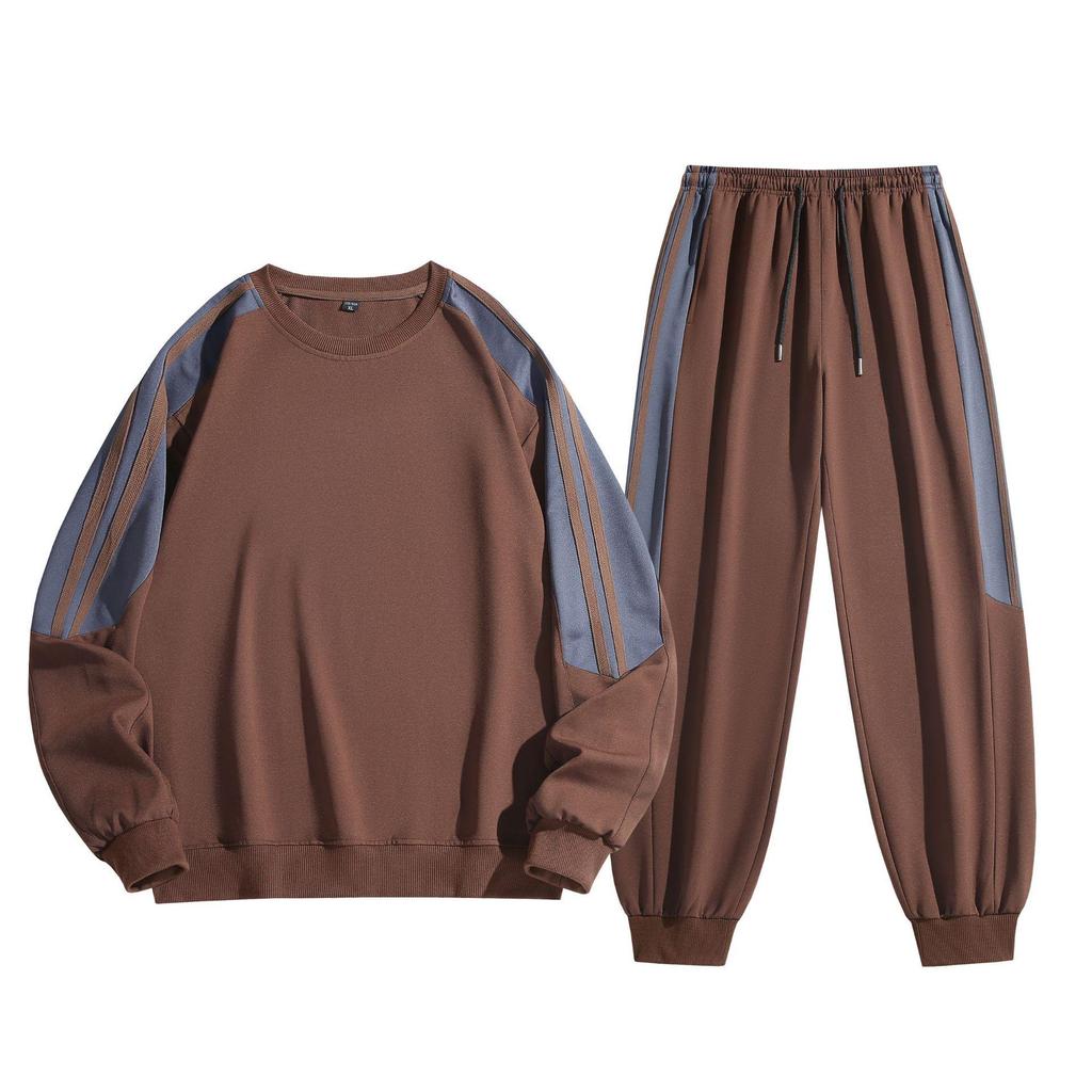 2025 New Cross-border Men's Two-Stripe Casual Crew Neck Outfit - Youth Spring/Autumn Fashion Set