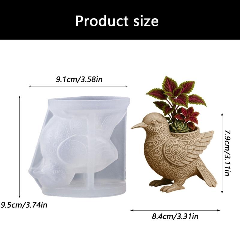 Multipurpose Silicone Mould For Handmade Concrete Flower Pots And Charm Resin Decoration Items In Bird Designs