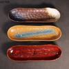 Retro Ceramic Sushi Plate Oval Dessert Plate Snack Plate Fish Plates Sashimi Plates Restaurant Molecular Cuisine Tableware