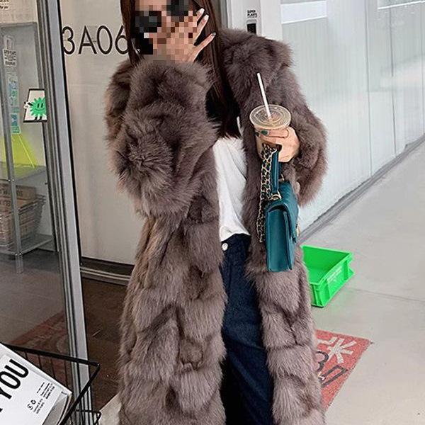 Women's Long Faux Fox Fur Coat - Versatile, Loose, Over-the-Knee, Warm Winter Style