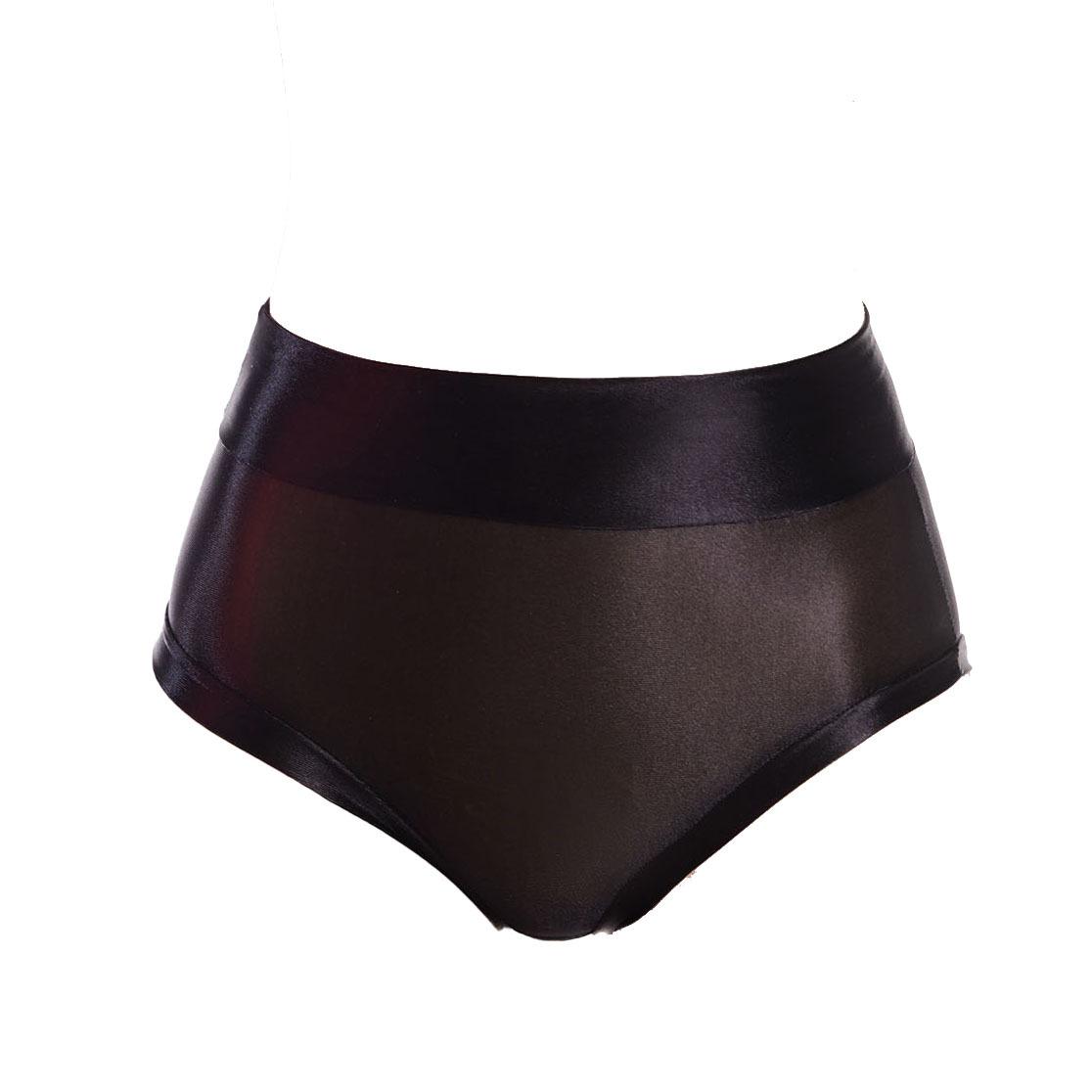 

Женские эластичные трусики бикини трусы с высокой талией утягивающие трусики Ice Silky нижнее белье One Size чёрный