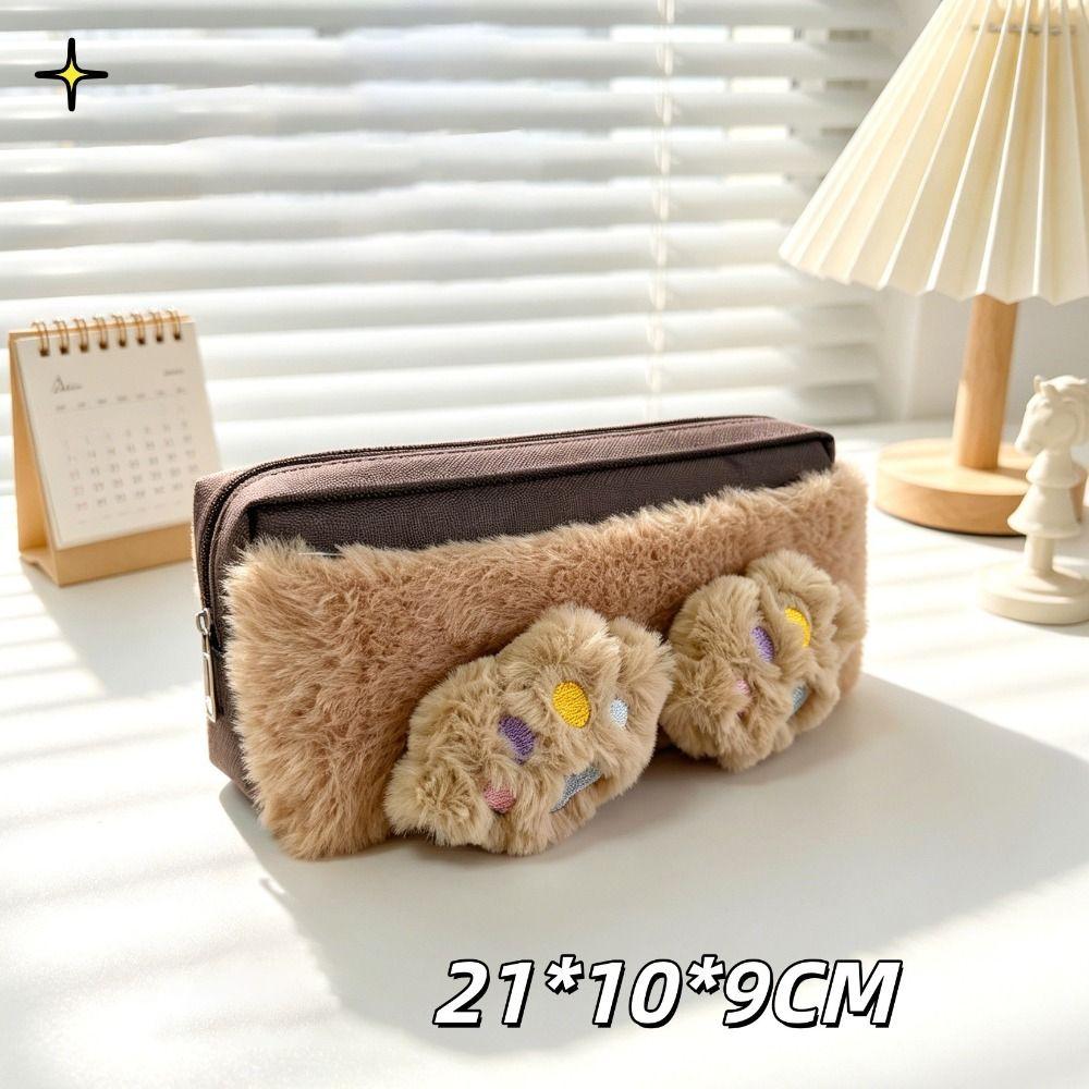 Soft Plush Pencil Storage Case Large Capacity Cosmetic Organizer Lipstick Case Student Use