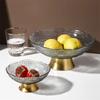 Kreative Glas Obstschale Wohnzimmer Teetisch Heim Snackteller Metall Glas Aufbewahrungsbox Obstkorb Schalen und Tabletts Teller