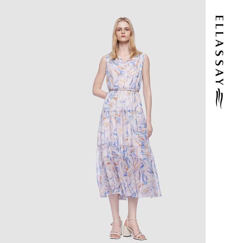ELLASSAY Watercolor Tie-Dye Elegant Midi Dress