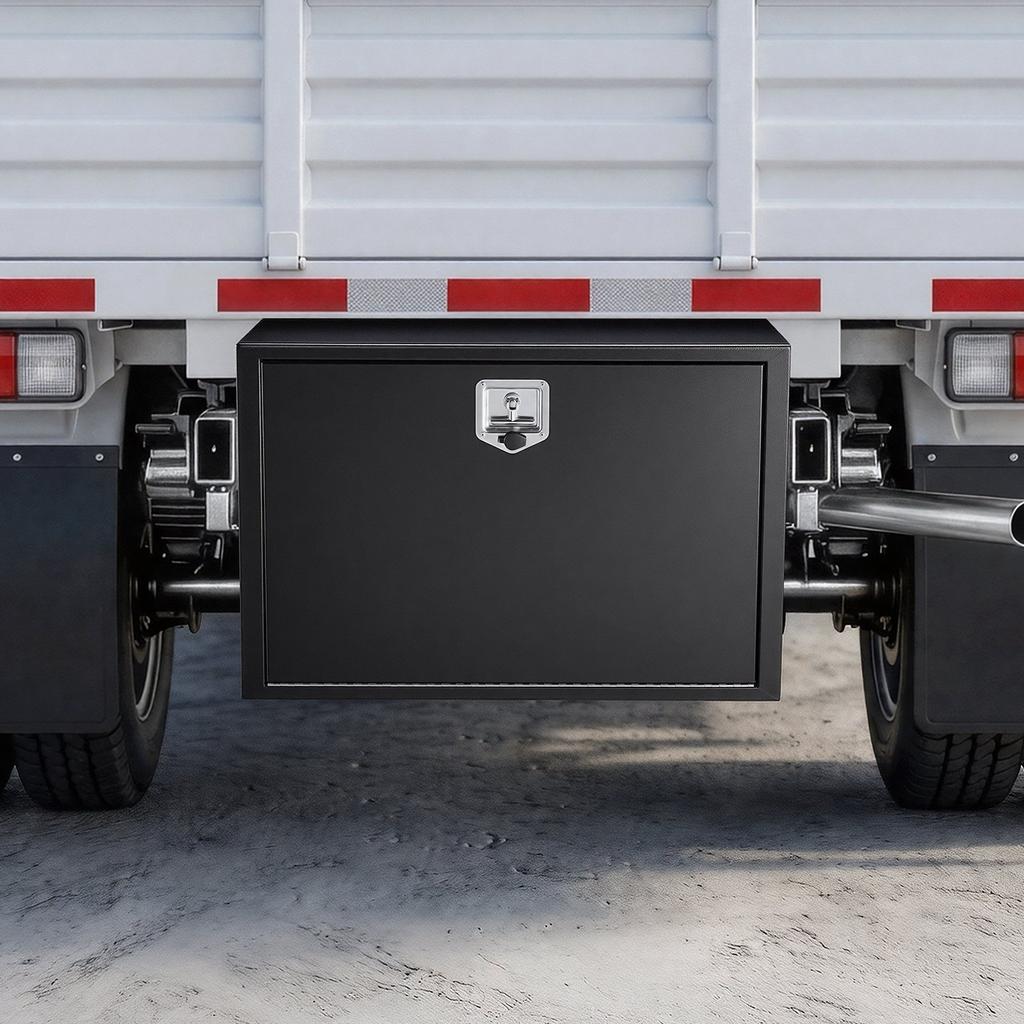 Underbody Truck Tool Box, 914 x 609 x 609 mm Heavy Duty Steel Trailer Storage Box with Lock & Keys, Waterproof Trailer Storage Organizer Under Body
