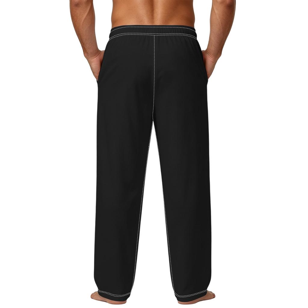 Men's Plain Knit Pocket Casual Pants Home Pajama Pants