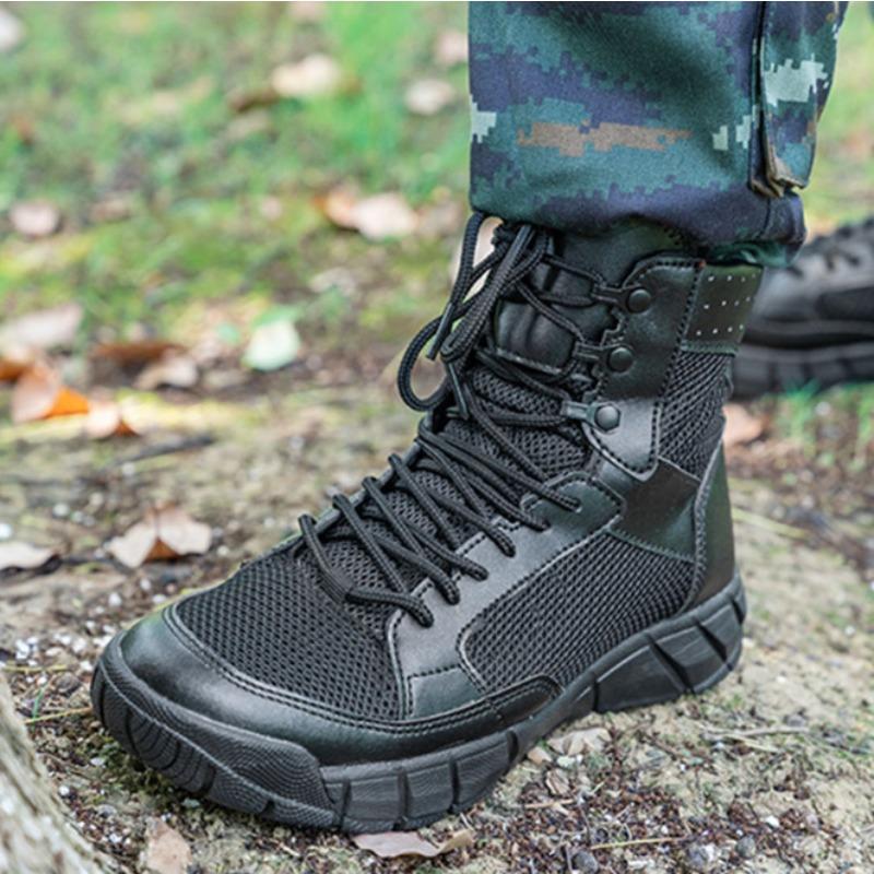 Fashion Mens Outdoor Hiking Climbing Shoes Tactical Boots Ultralight Training Desert Combat Boots Male Mesh Sneakers Solid Sole 37-46