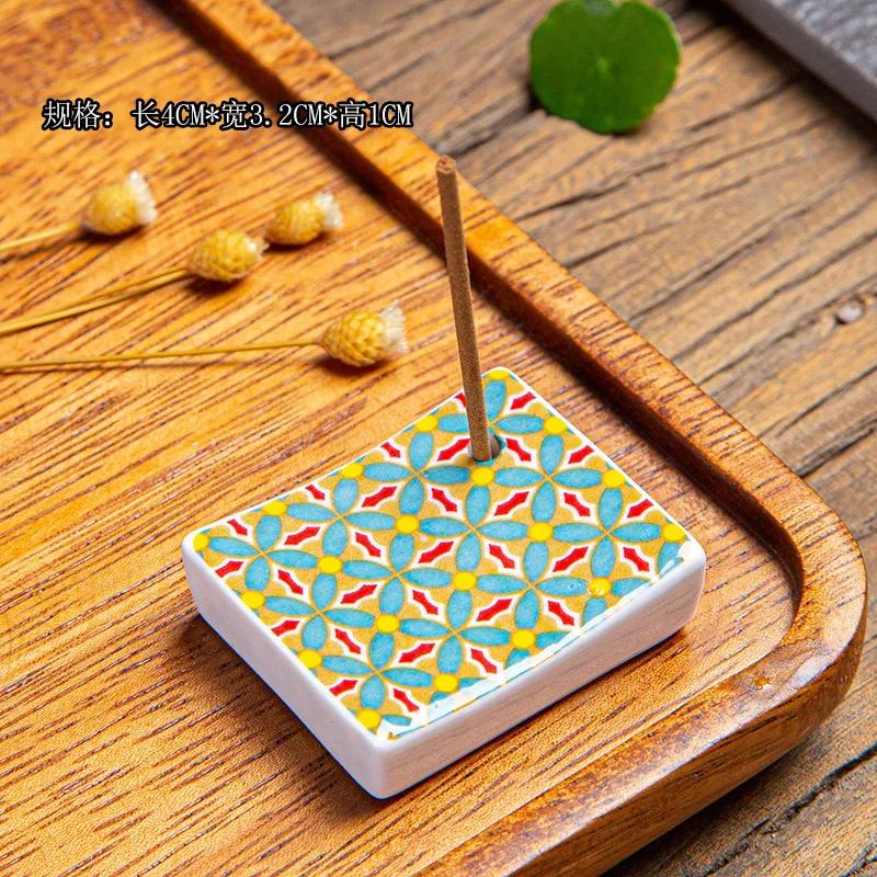 

1pc Japanese Blossom Incense Burner Home Ceramic Decor Stick Holder Aromatherapy Censer Office Teahouse Ornament