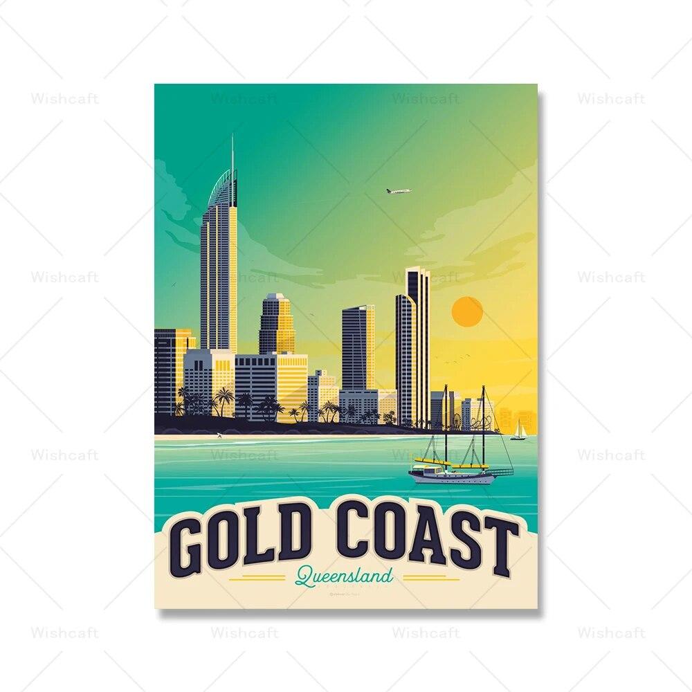 Gold Coast Melbourne Auckland Oceania Perth Travel Prints Brisbane Australia Posters Canvas Painting Nordic Decor Wall Pictures No Frame