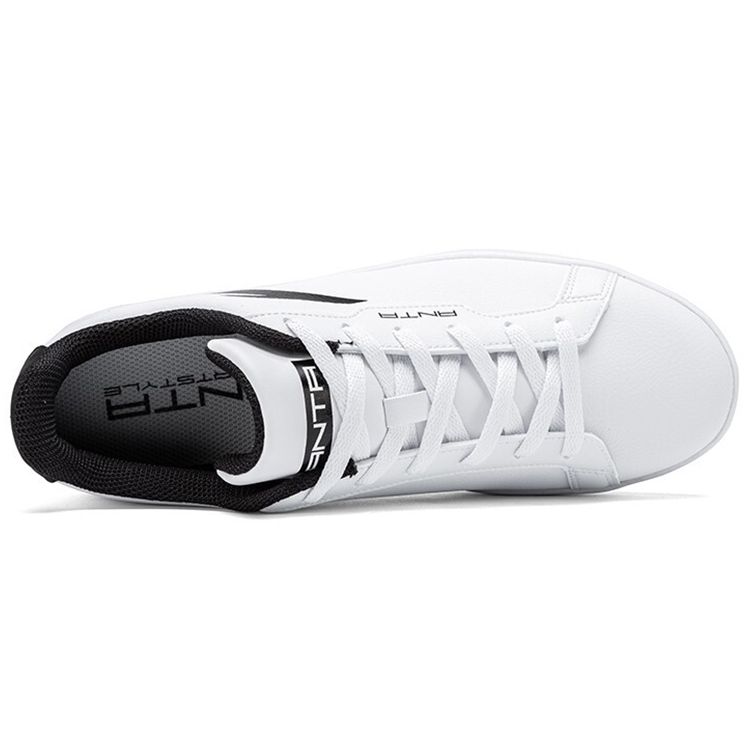 Anta Fashion Casual Slip Resistant Durable Low Top Skate Shoes Men Sneakers White Black 912028003-3